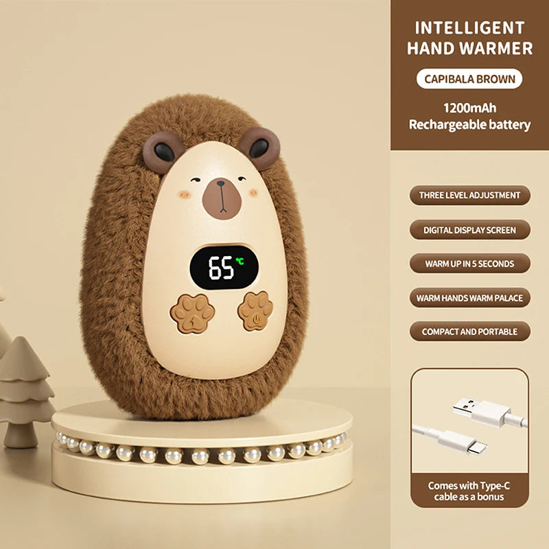 Plush Hand Warmer Winter Mini Portable Three-speed Adjustment Battery Life Long-lasting Smart Temperature Control Hand Warmer