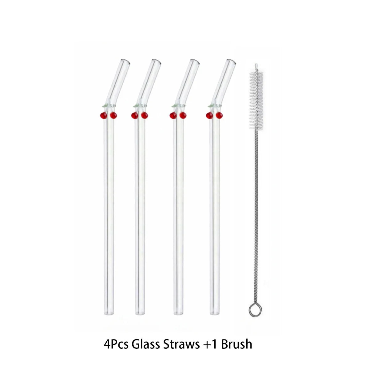 Cute Cartoon Glass Straw, Reusable Bendy Design, Cherry/bow Shape, Perfect for Smoothies, Milk Tea, Juice, Parties, Gifts