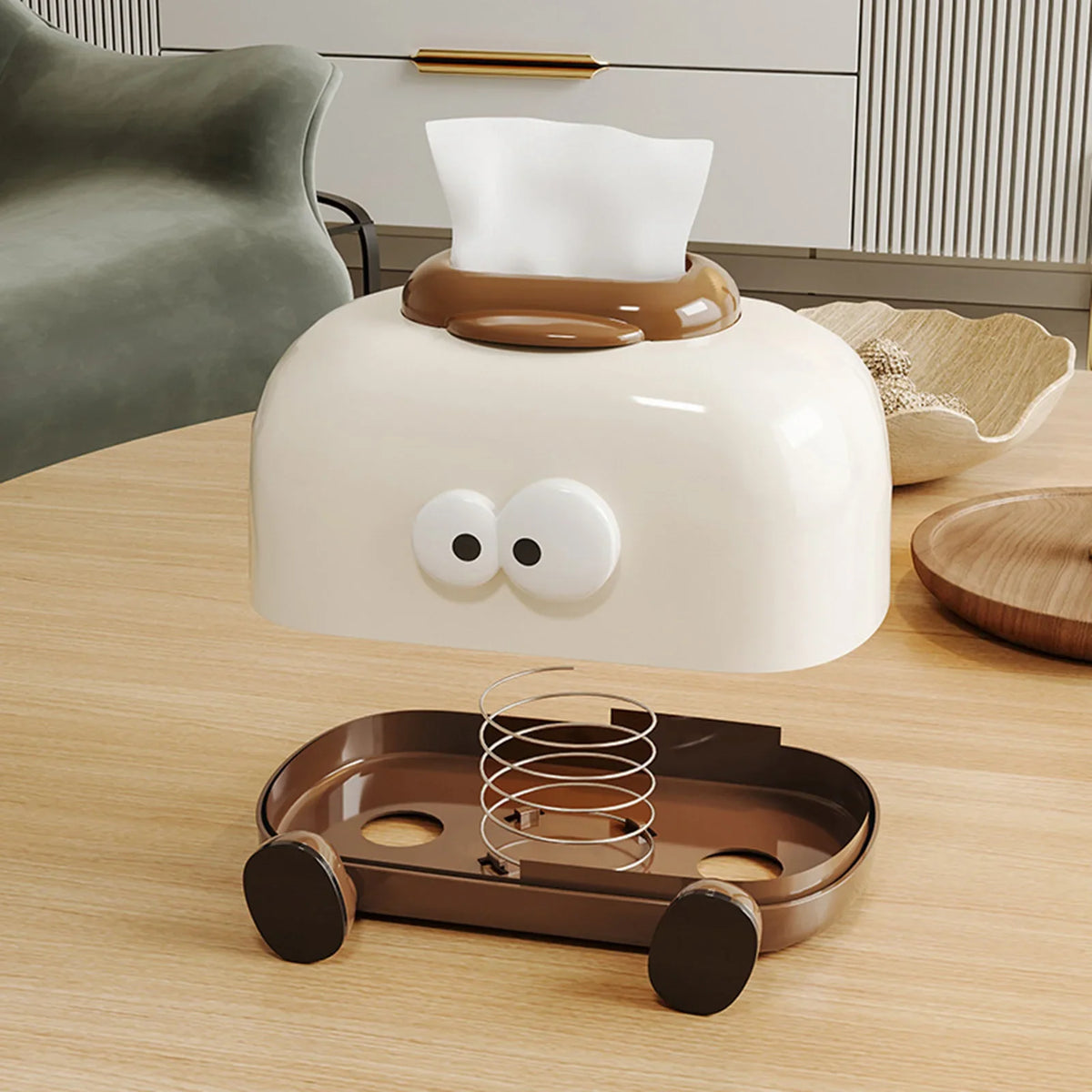 Cute Tissue Box Cover Plastic Cartoon Toaster Shaped Tissue Box Holder Facial Tissue Dispenser for Home