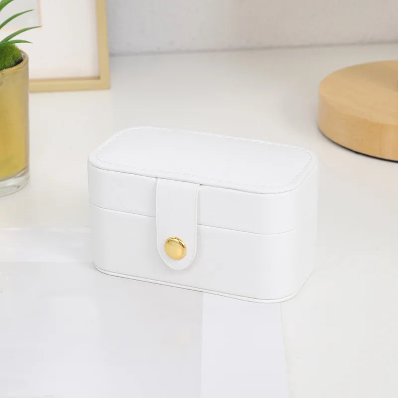 Mini Portable Jewelry Storage Organizer Travel PU Leather Storage Boxes Earring Necklace Display Ring Jewel Holder Boxes