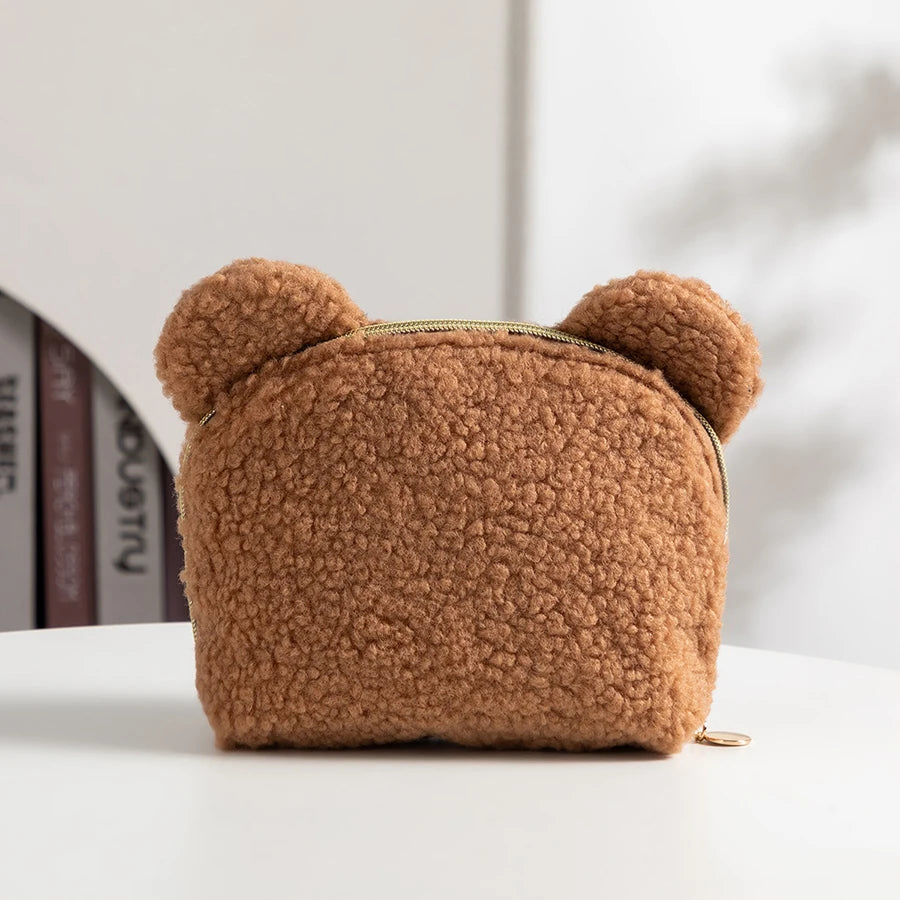 Portable Shell Makeup Bag Storage Bag Cute Plush Makeup Bag Customized Name Handheld Bag with Hand Gift Gift