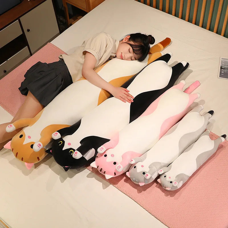 50/70/90/110/130Cm Funny Joy Cute Soft Long Cat Plush Toys Pause Office Nap Pillow Bed Sleep Home Decor Doll for Kids Girl Gift