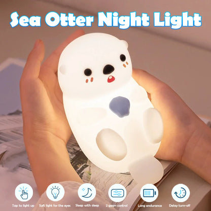 Penguin Nursery Night Light 2 Levels Dimmable Bedroom Nightlight for Kids Squishy Silicone Sleeping Lamp