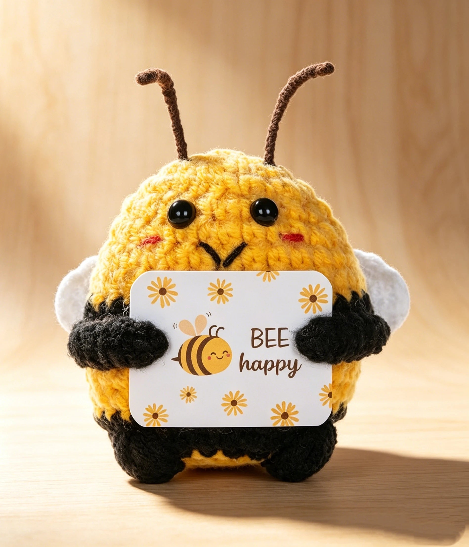 DIY Hand-Knit Positive Bee an Inspiring Energy Doll Ideal for Keychains Bags or Home Decor.