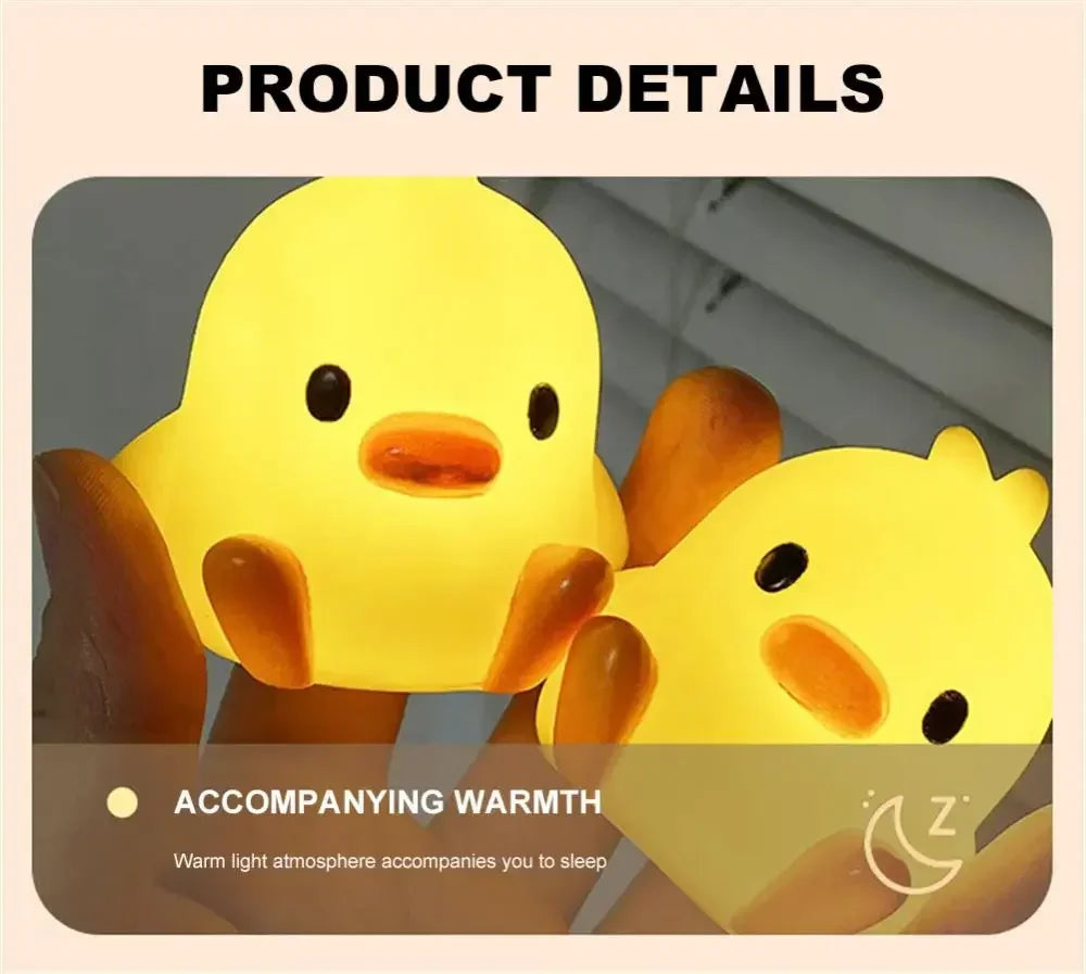 Duck Night Light Bedroom Decoration Cute Cartoon Animal Night Light Christmas Gifts for Kids Room Bedside Sleeping Lamp