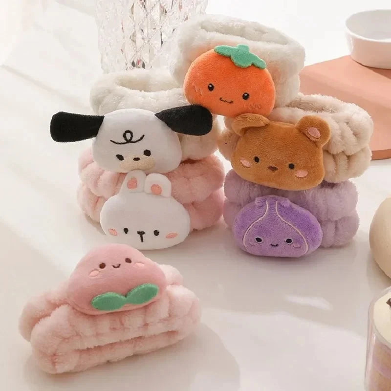 1Pair Cartoon Face Wash Wrist Strap Sweat Band Towel Band Flexible Absorbent Wrist Strap Reusable for Face Wash Comfortable