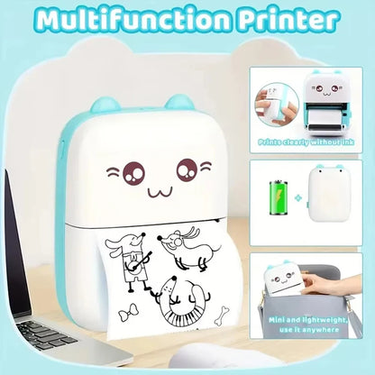 58Mm Mini Portable Thermal Printer Wireless Bluetooth Mobile Pocket Photo Printer Memo Wrong Question HD Printing with USB Cable