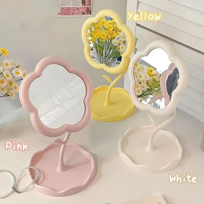 Creative Desktop Flower Mirror for Dorm Room High Aesthetic Value Gao Yan Style Makeup Vanity Bedroom Home Decor