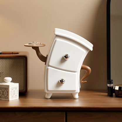 Crooked Waist Anthropomorphic Storage Box, Suitable for Cream and Wood Styles, Storage Drawers for Keys, Masks, and Access Cards
