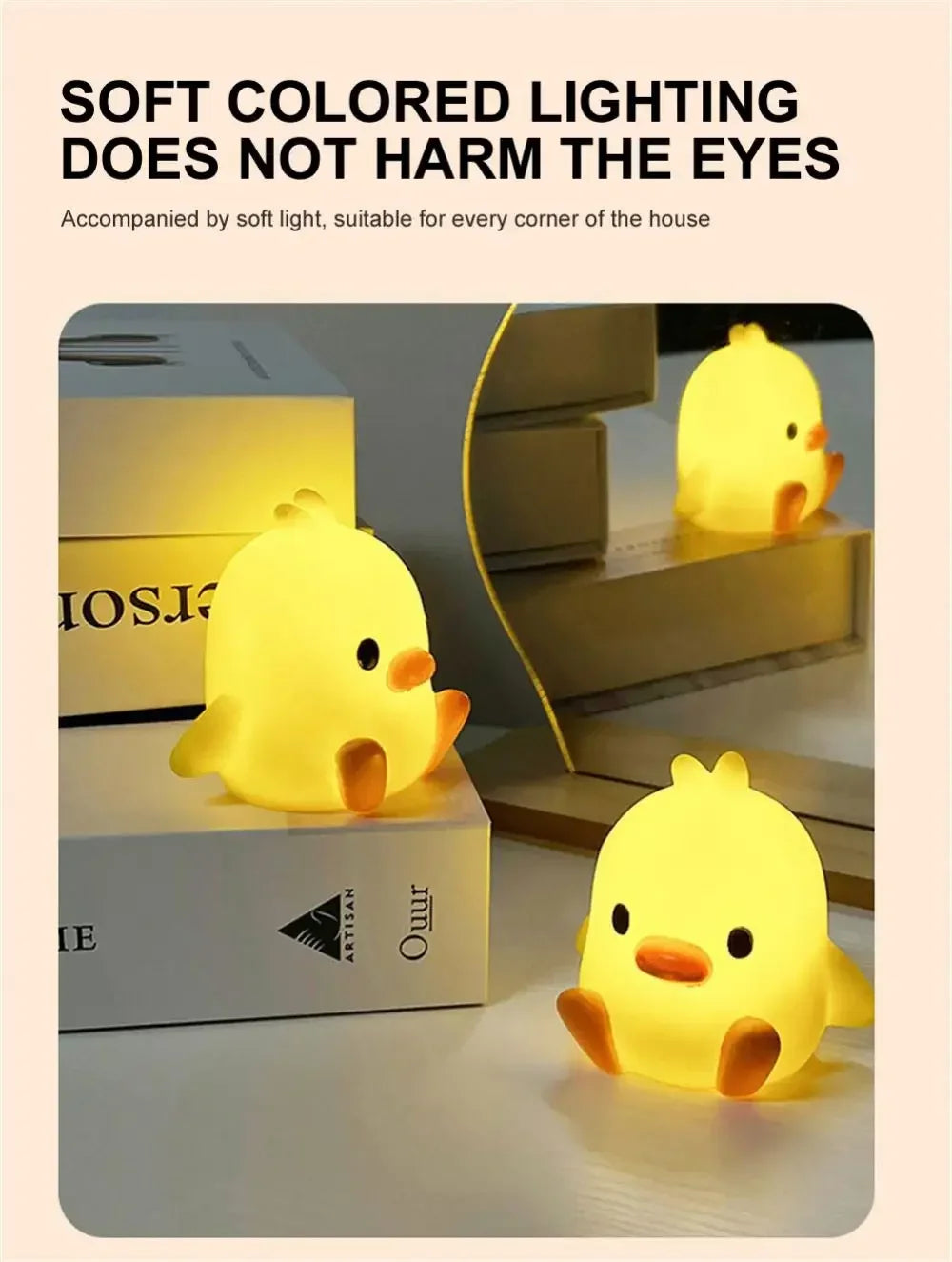 Duck Night Light Bedroom Decoration Cute Cartoon Animal Night Light Christmas Gifts for Kids Room Bedside Sleeping Lamp