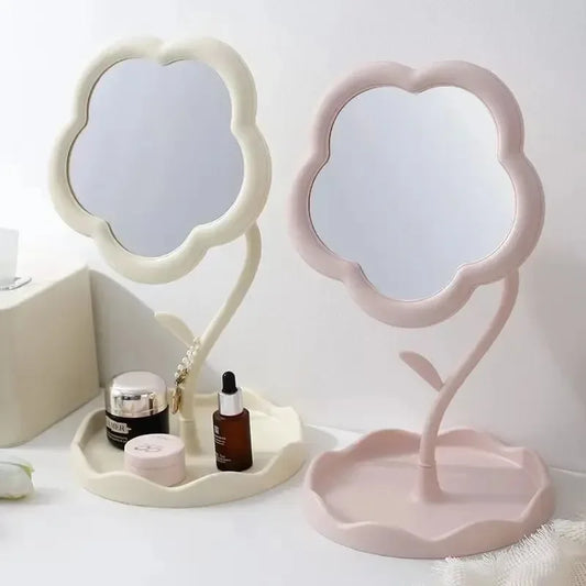 Creative Desktop Flower Mirror for Dorm Room High Aesthetic Value Gao Yan Style Makeup Vanity Bedroom Home Decor