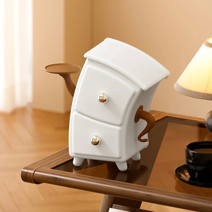Crooked Waist Anthropomorphic Storage Box, Suitable for Cream and Wood Styles, Storage Drawers for Keys, Masks, and Access Cards