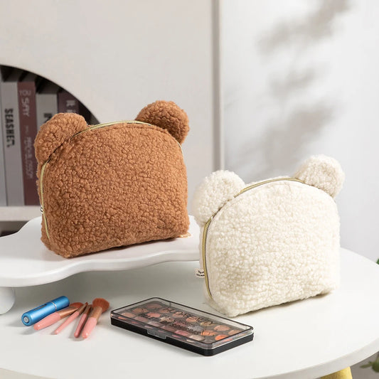 Portable Shell Makeup Bag Storage Bag Cute Plush Makeup Bag Customized Name Handheld Bag with Hand Gift Gift