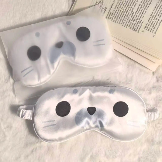 Cute Seal Lunch Break Eye Mask High-Appearance Ice Silk Breathable Comfortable Double-Sided Light-Blocking Ideal Gift